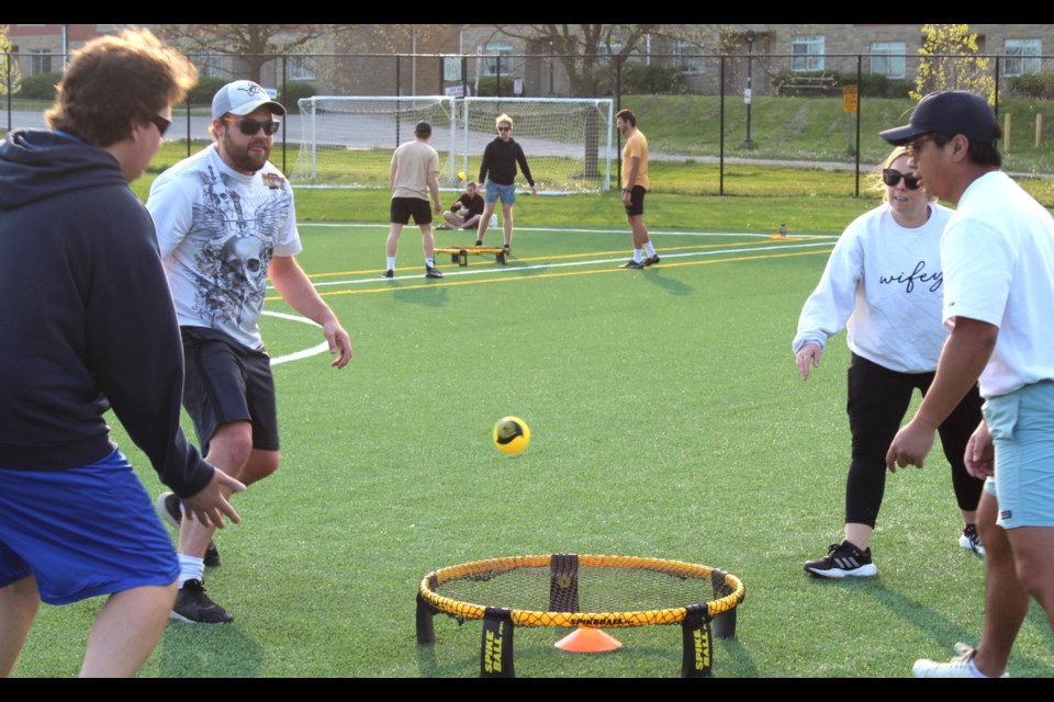 A Spikeball league has begun in Guelph. Once a week, teams gather at the turf field at the University of Guelph to compete.