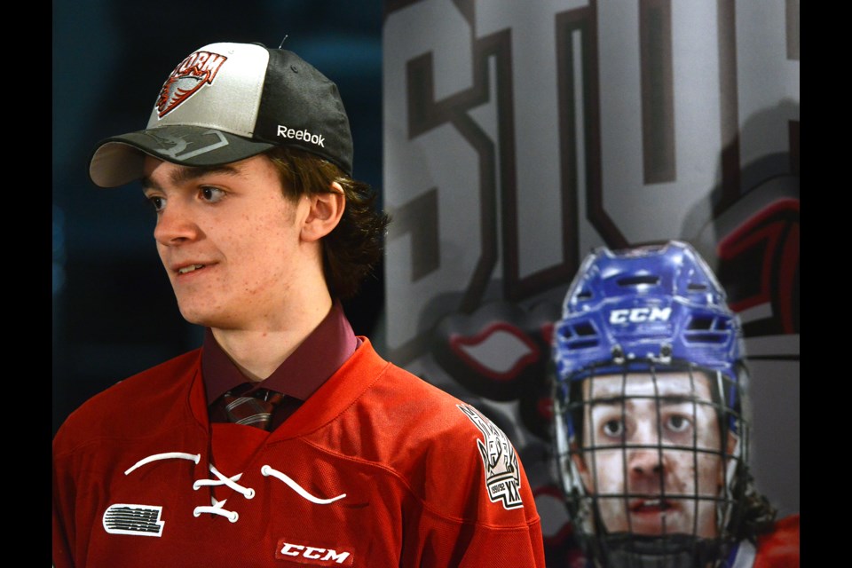 Ryan Merkley was selected by the Guelph Storm first overall in the OHL Priority Selection Draft Friday, April 8, 2016, at the Sleeman Centre. Tony Saxon/GuelphToday