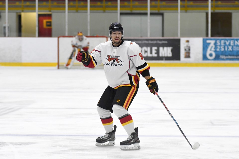 After four years of playing major junior hockey out of town, Guelph native Gio Finoro is back this hockey season as he's suiting up for the Guelph Gryphons in university men's hockey. Rob Massey for GuelphToday