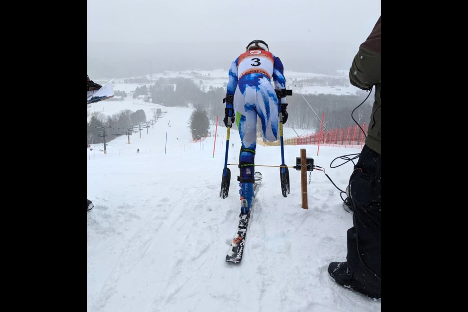 Alpine Ontario para skier Abbey Van Duzer gets set to start a giant slalom run. The 17-year-old from Guelph is to begin her Grade 12 year at Centennial CVI next month.