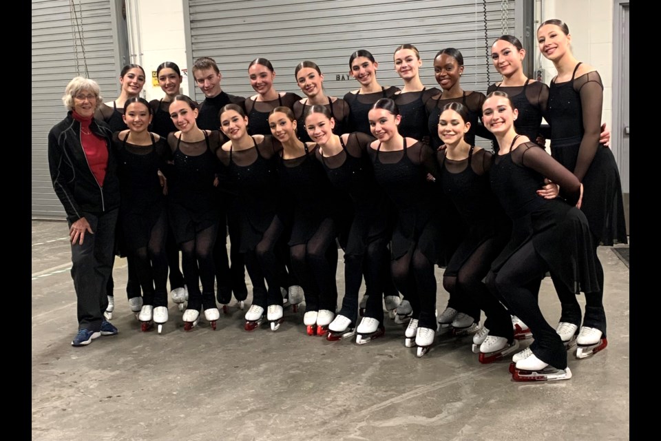 Joanne Shaw, left, of Guelph poses with the Les Supreme junior squad from Saint-LÃ©onard, Que., that is to compete in this month's world junior synchronized skating championships in Austria. Shaw is to be a team leader for the Canadian contingent.