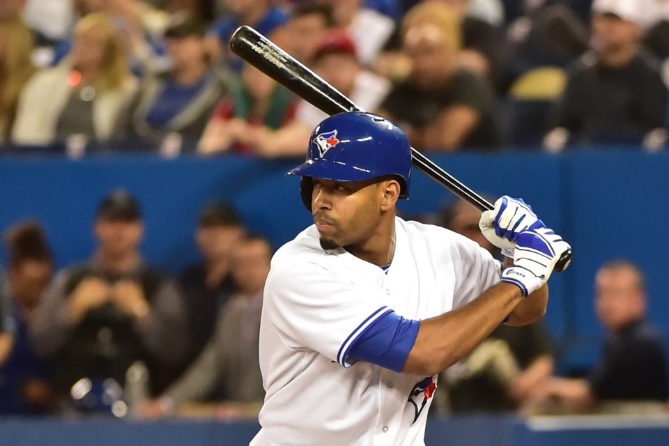 Dalton Pompey keeps an eye on a pitch during his time with the Toronto Blue Jays. A Mississauga native, Pompey played parts of four seasons with the Jays and he's to play with the Guelph Royals this year.