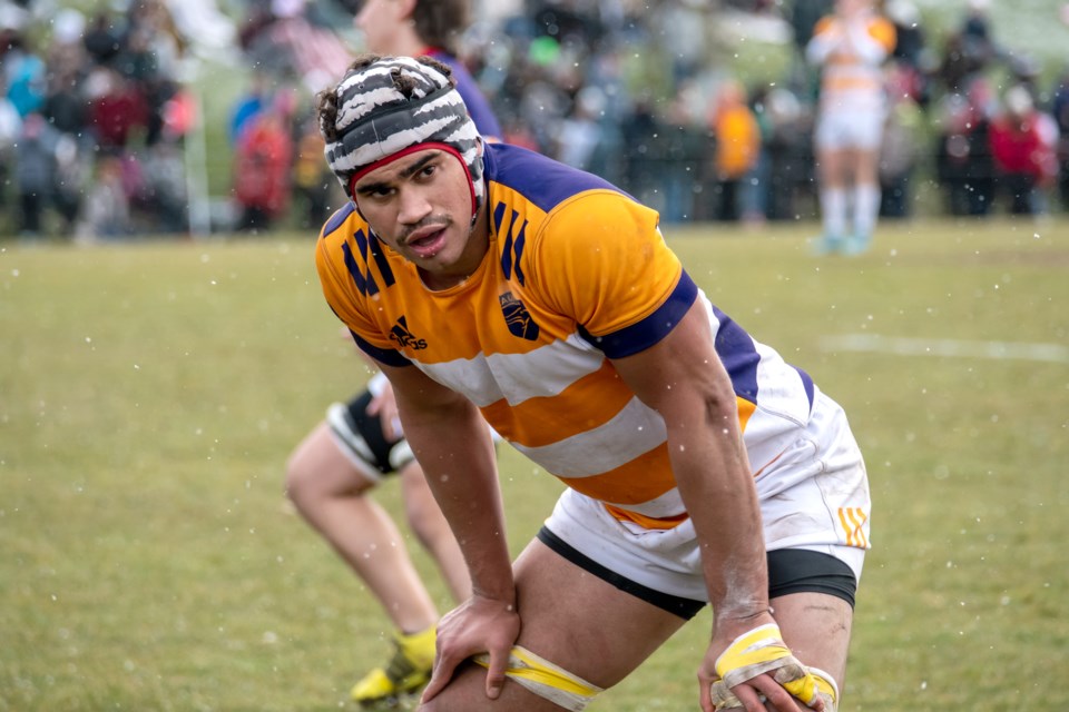 Flanker Ben James of the Laurier Golden Hawks prepares for the resumption of play during the OUA men's rugby final earlier this month. The Guelph native, the Golden Hawks and the Guelph Gryphons are preparing to compete in this week's Canadian University Men's Rugby Championship tournament at Vancouver.