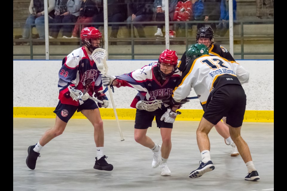 The Guelph Regals and Elora Mohawks tangle in the Mohawks' preseason tournament at Fergus. The two teams will have another nearby rival with the addition of the Cambridge Highlanders to the junior B lacrosse league.