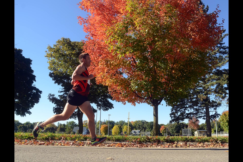Matt Stanley competes in the 10k event at Monday's Thanksgiving Day Road Race at Exhibition Park. Tony Saxon/GuelphToday