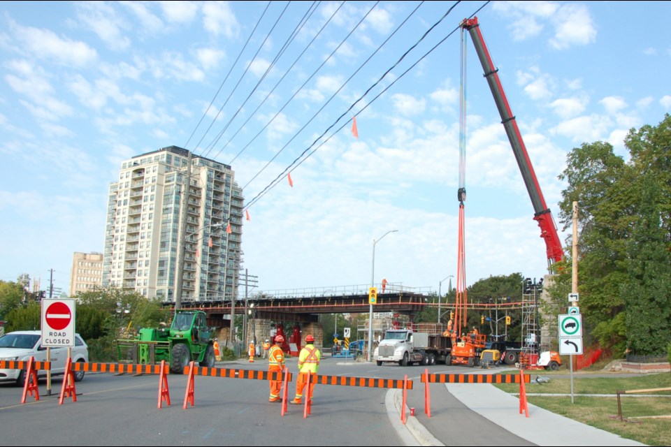 A section of the Macdonell Street rail bridge was replaced on the weekend.