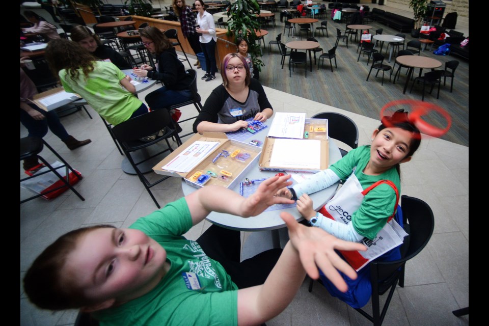 Three different workshops were held for groups to work on projects at the Go CODE Girl to encourage girls in the field of computer science event at the University of Guelph Saturday, Feb. 24, 2018. Tony Saxon/GuelphToday
