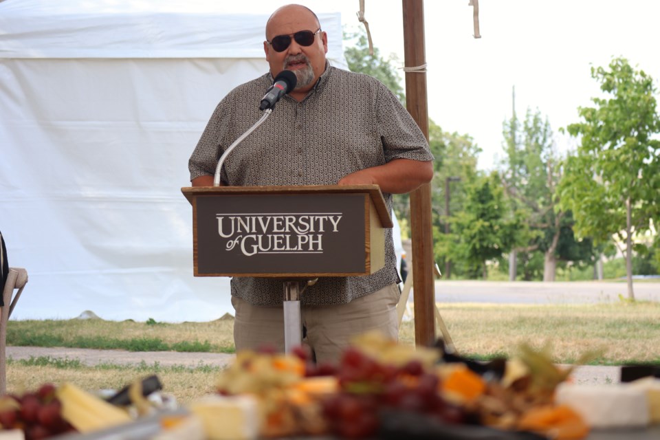 Jeff Stewart, chef and son of Food Day Founder, Anita Stewart, delivers a speech at the University of Guelph Food Day Canada Reception.