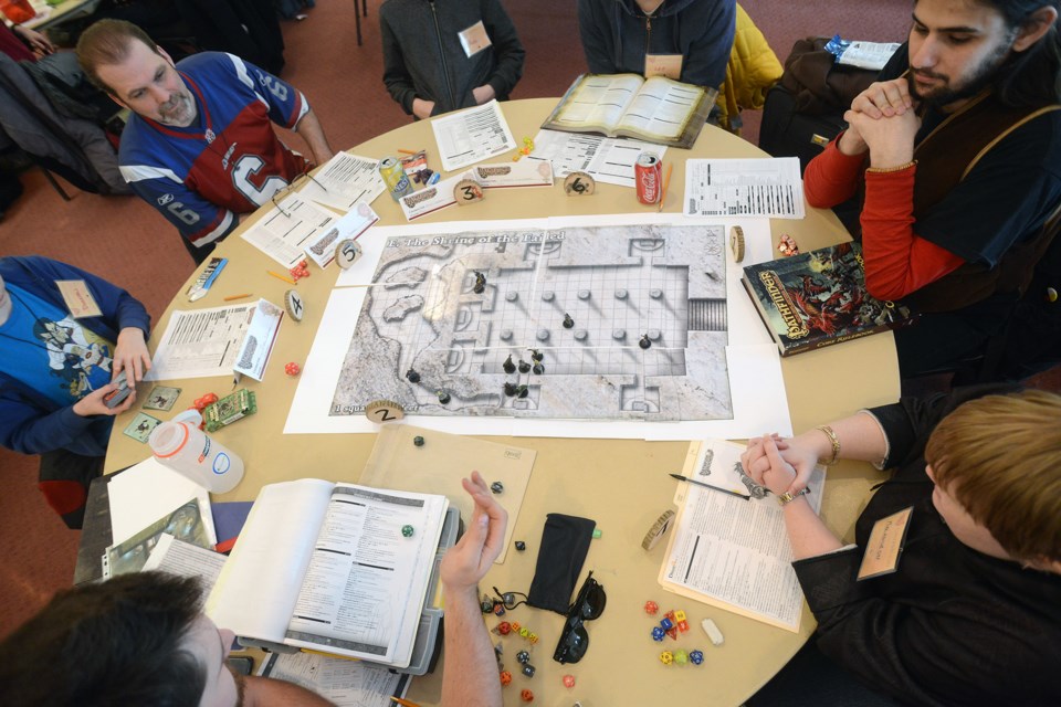 Gryphcon participants play the game Pathfinder at the annual convention Saturday, Feb. 27, 2016. Tony Saxon/GuelphToday
