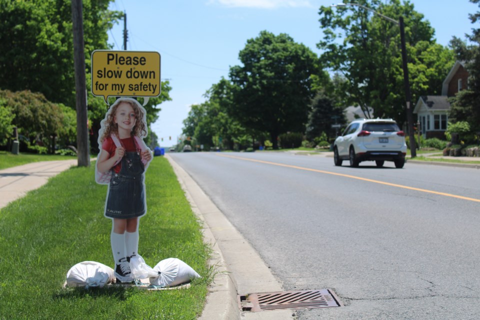 Emma on Main Street in the Village of Erin. Resident Lindsay Pizarro requested the sign here over concerns about speeders. Keegan Kozolanka/GuelphToday