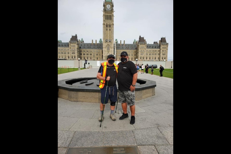 Neil Dunsmore (left) with Paul Shepperd at Parliament Hill on Sept. 27. Photo from The Cody Shepperd Project Facebook page
