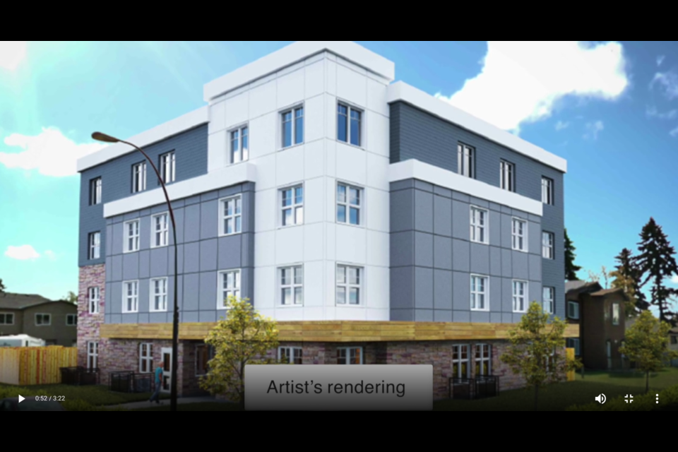 An artist rendering of the proposed permanent supportive housing project on Shelldale Crescent.