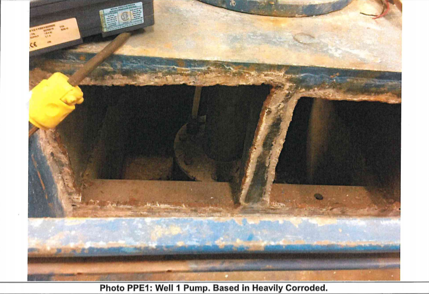 Photo from report showing corrosion present at pumping station.