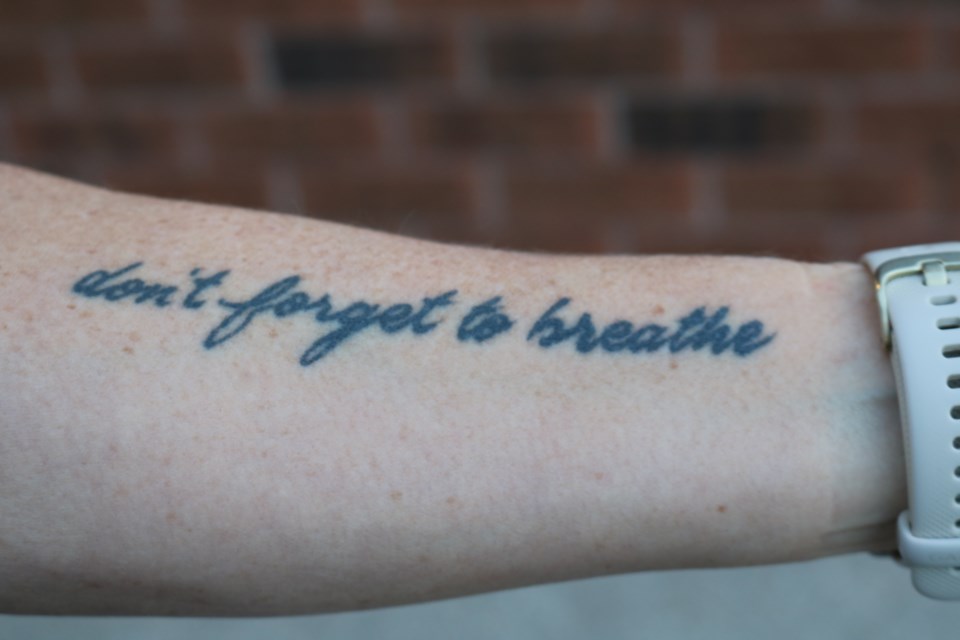 Rebecca Forler's Don't Forget to Breathe tattoo