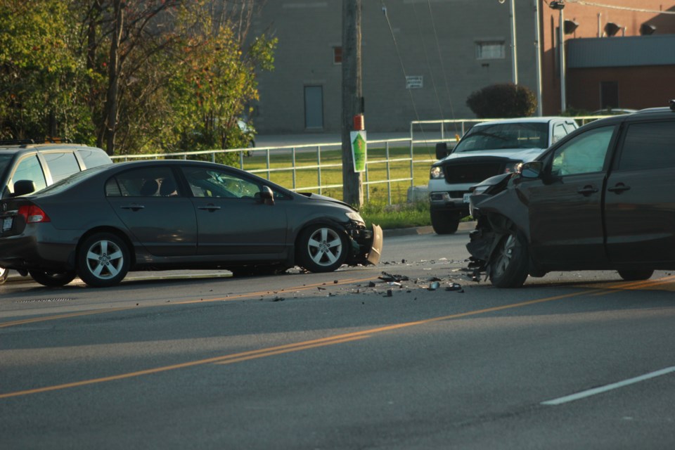 Head on collision involving a Honda Civic and Kia Sedona. Anam Khan/GuelphToday