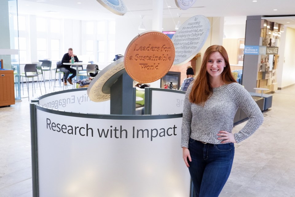 ICON course student Erin McCarthy stands in MacDonald Hall at the University of Guelph. Anam Khan/GuelphToday