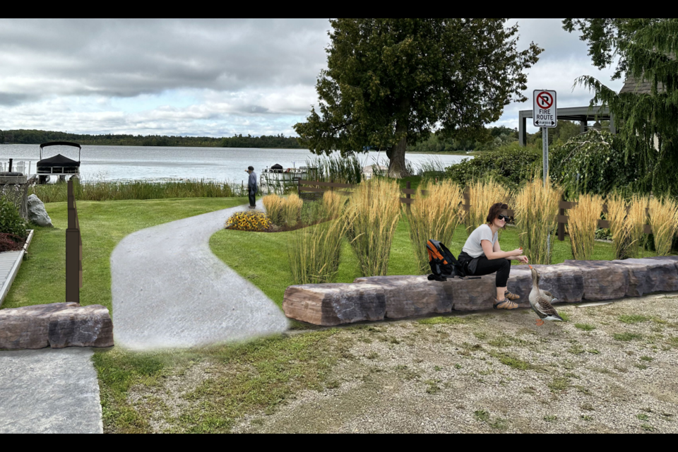 What appears to be an AI rendering of the proposed design for the public access point at Puslinch Lake. The image was contained in a staff report.