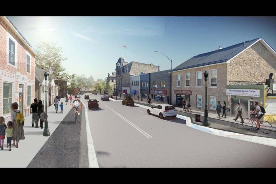 An updated design for the St. David Street North reconstruction project in Fergus.