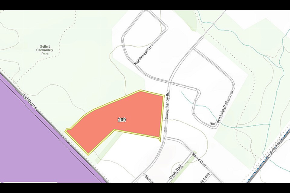 The parcel of land where the park expansion will go is highlighted in orange.