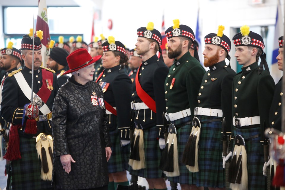 Lt.-Gov. Elizabeth Dowdeswell inspects the troops.