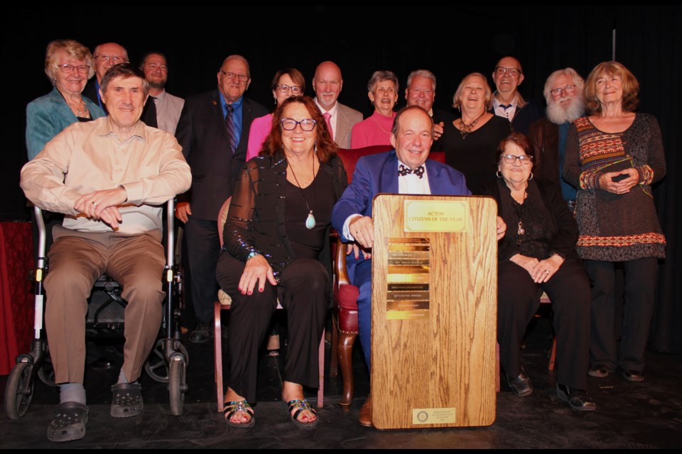 Rick Bonnette is joined by all of the former Acton Citizens of the Year in attendance at last night's celebration, including his wife, Josey.