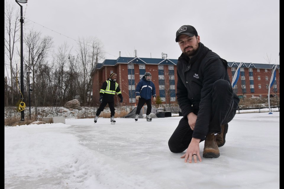 Innisfil parks and community spaces operations manager Chris Trevisan at the Town Square skating trail. 