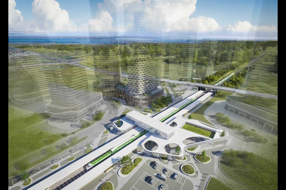 Arcadis IBI Group has released renderings of the proposed new GO Transit station planned for the 6th Line in Innisfil.