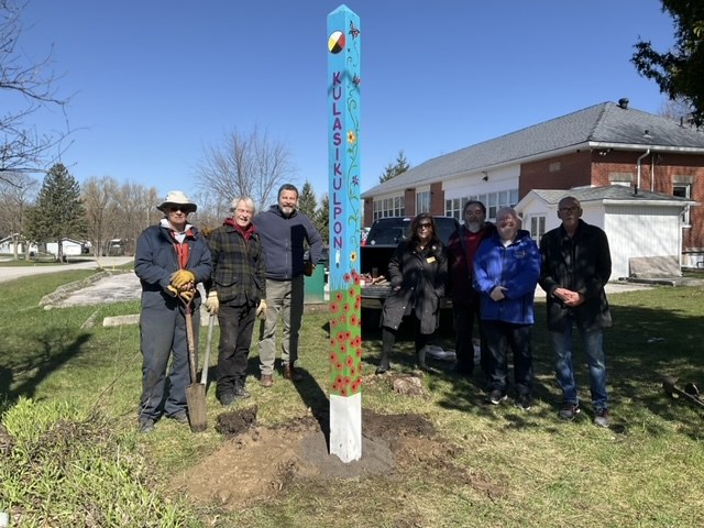 Rotary Club of Innisfil members recently erected a Peace Pole outside the Royal Canadian Legion branch in Belle Ewart.  