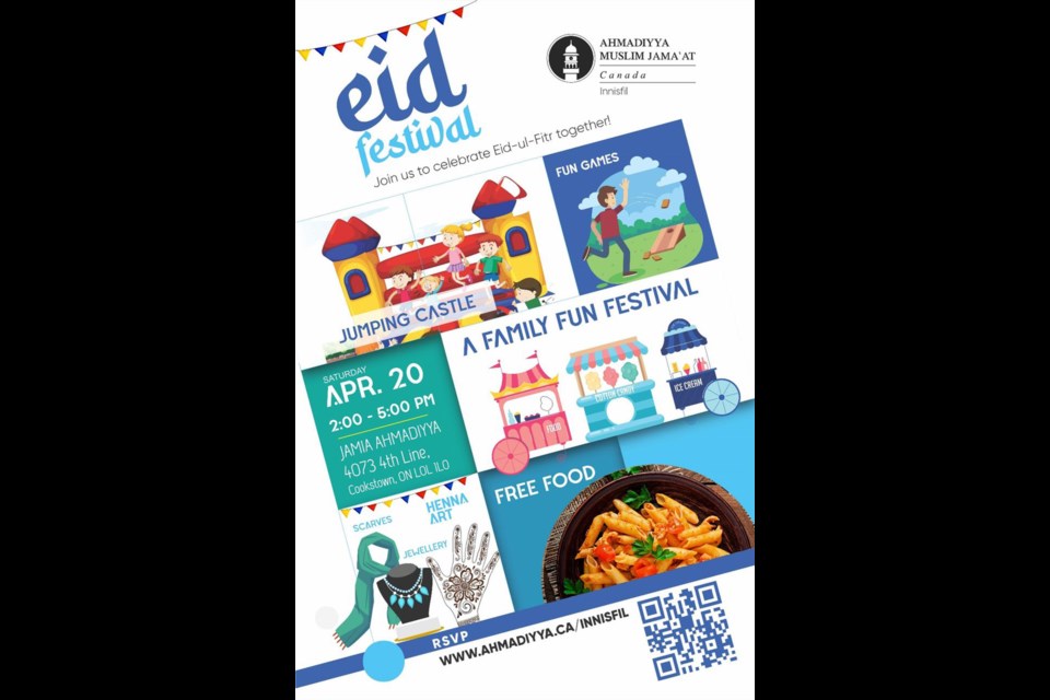 Residents and community members are invited to join the Ahmadiyya Muslim Jama`at Eid Festival at 4073 4th Line in Cookstown this Saturday.
