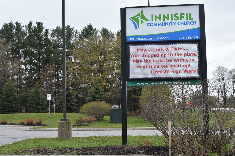 Opening salvo in Innisfil's Sign Wars was launched by the Innisfil Community Church.
