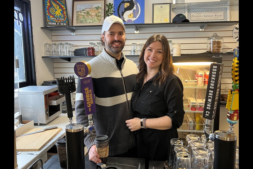Co-owners, Adam and Jessica Kurello at the grand opening of their new enterprise, Moon Café & Craft Beer. 