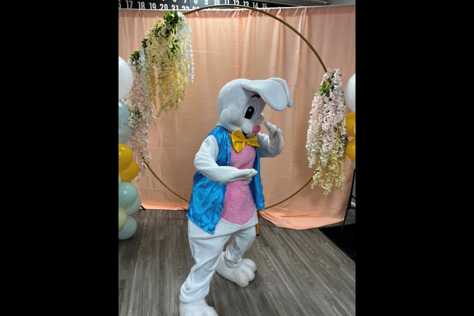 The Bunny at the Cake with the Bunny event on March 12, 2023. Welcoming about 200 children throughout the day,  Justyna Truskolaski told InnisfilToday that "The kiddos had a blast helping the bunny find all his eggs!"