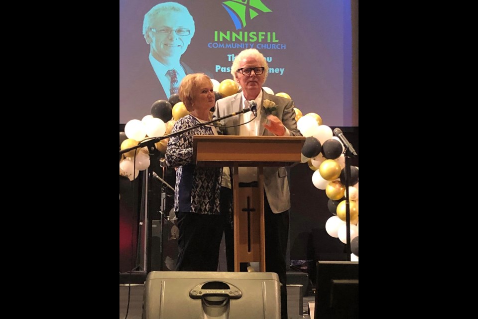 Pastor Howard Courtney and wife Beulah at the retirement service on Sunday Sept. 11