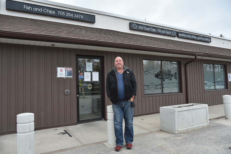 Restaurateur Robert Saunders, outside The Cove Cafe in 2020. Miriam King for Innisfil Today