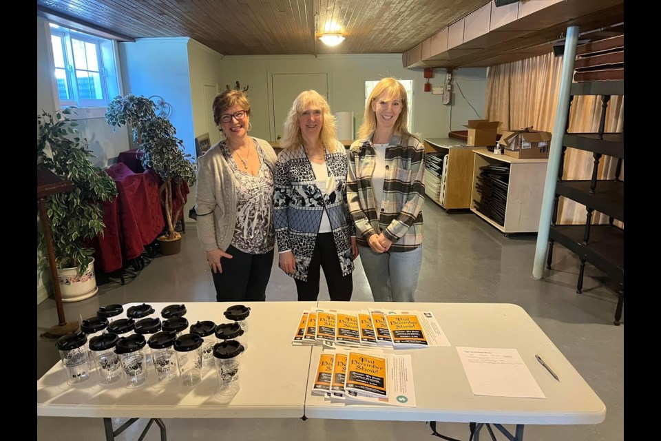 The South Simcoe Theatre participated in The Cookstown Experience. From left are board members Nancy Chapple Smokler, Lesley Coo and Jenny Landry.