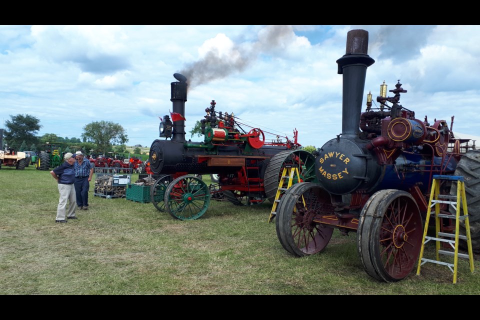 The Steam, Auto, Gas & Antiques Inc. show returned to Cookstown over the Civic Long Weekend.  Above is a large Sawyer-Massey steam tractor.
