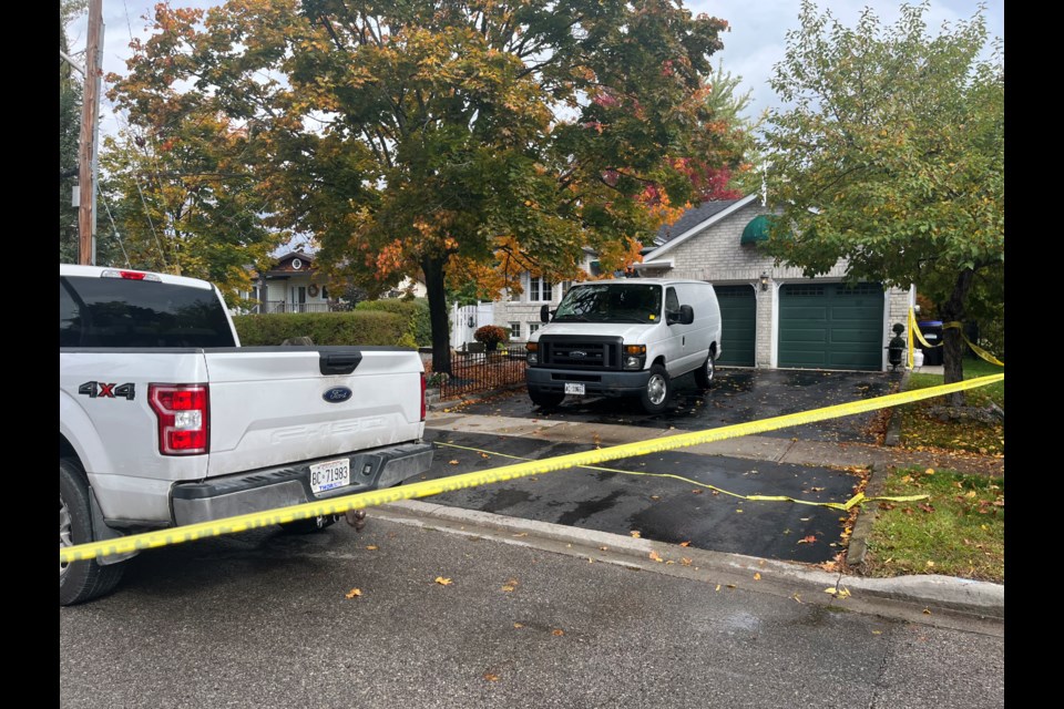 The scene of a shooting on Somers Boulevard in Alcona which resulted in two South Simcoe police officers being killed as well as a civilian inside the home. 