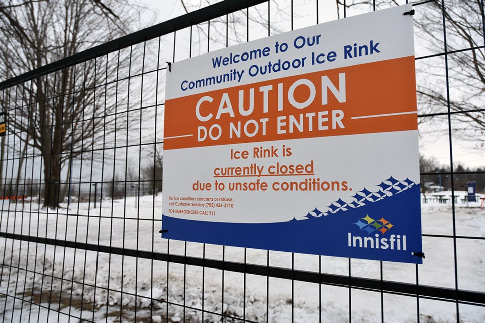 Despite the fencing and signage, unauthorized use of the rink has resulted in a poor ice surface.  