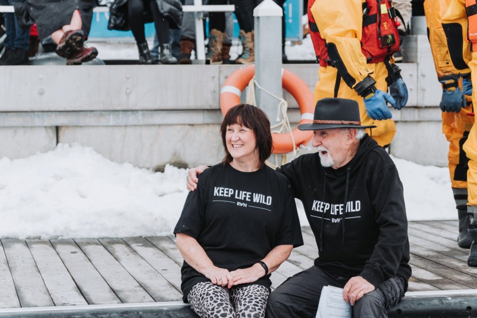 Anne Smith and Al Gilchrist are raising funds for the RVH South Campus via Friday Harbour's Polar Plunge for a second year in a row. This photo was taken in 2023.