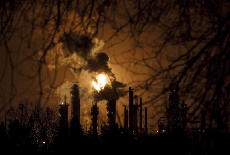 Flare stacks on Refinery Row in Strathcona County.      THE CANADIAN PRESS/Jason Franson