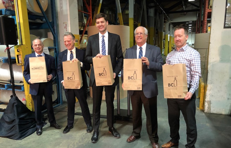 Customers will be charged for paper bags at BC Liquor Stores. (via Graeme Wood)