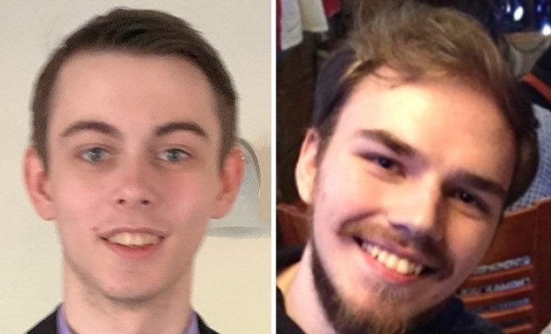 Police are trying to find Bryer Schmegelsky, left, and Kam McLeod after their vehicle was found burning on the side of a highway in northern B.C. on Friday, July 19, 2019. (via family photo/RCMP)