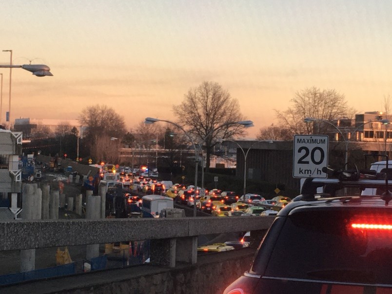 A traffic jam at YVR last month. (via David @ncapilot/TWITTER)