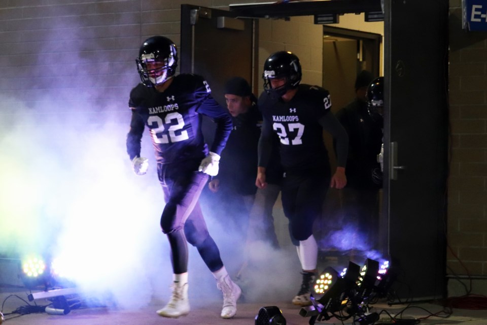 South Kamloops Titans take the field for their wildcard game against Robert Bateman Secondary. (via Eric Thompson)