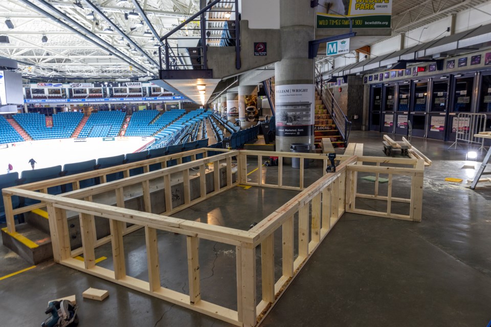 A broadcasting stage takes form.