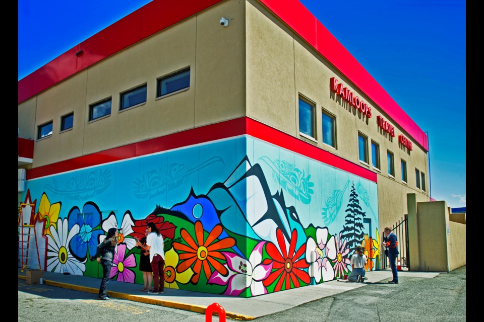 The mural wraps around two walls of the Kamloops Travel Centre in west Kamloops.
