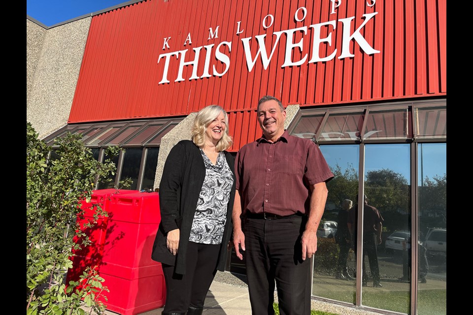 BC Interior Community Foundation executive director Wenda Noonan (left) and Kamloops This Week general manager Ray Jolicoeur are thrilled to launch KTW Christmas Cheer Fund.