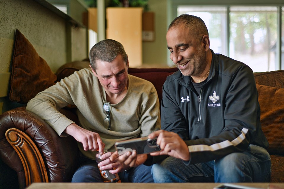 Dan Lal (right) shares photos and video taken during the tough detox Rob underwent in the weeks prior to entering the Adult & Teen Challenge Okanagan men’s recovery centre. 