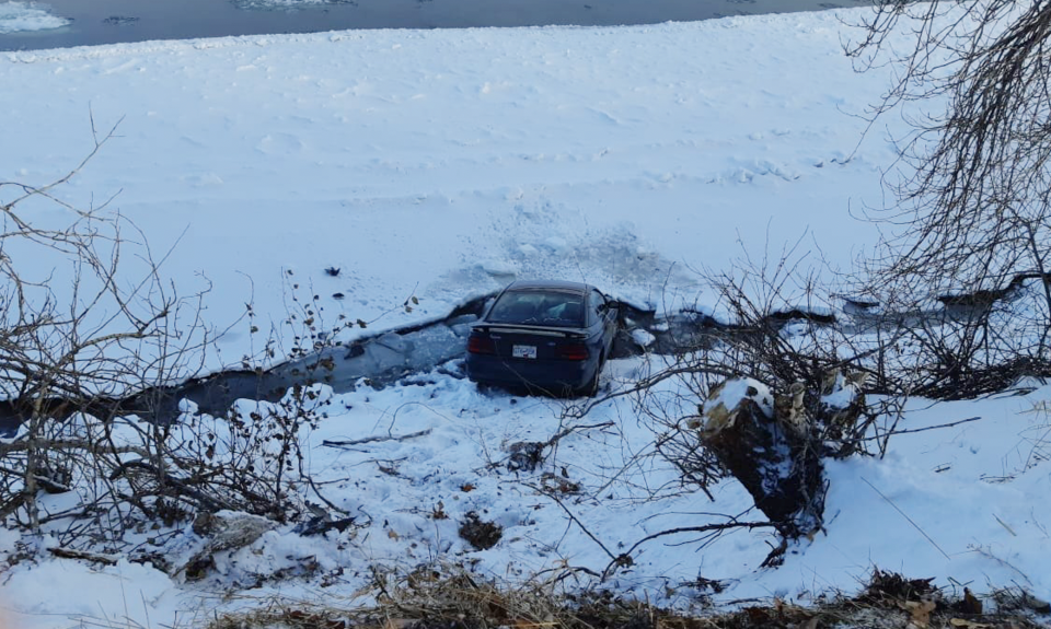 car in river