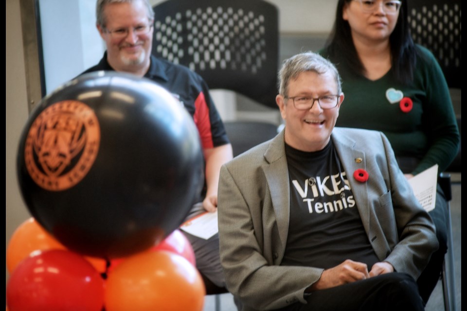 Ken Christian shares a laugh during his last official duty as Kamloops mayor on Tuesday (Nov. 1) to join Kamloops-Thompson Board of Education to celebrate the official opening of the Valleyview Secondary Expansion project. "The $34.8 million addition has resulted in 20 new classroom spaces and expanded common areas that enable staff and students to be more comfortable and connected," said the Board Chair Heather Grieve.
